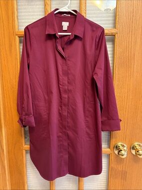 EUC Chico's 1 No Iron Tunic LS Blouse with Pockets